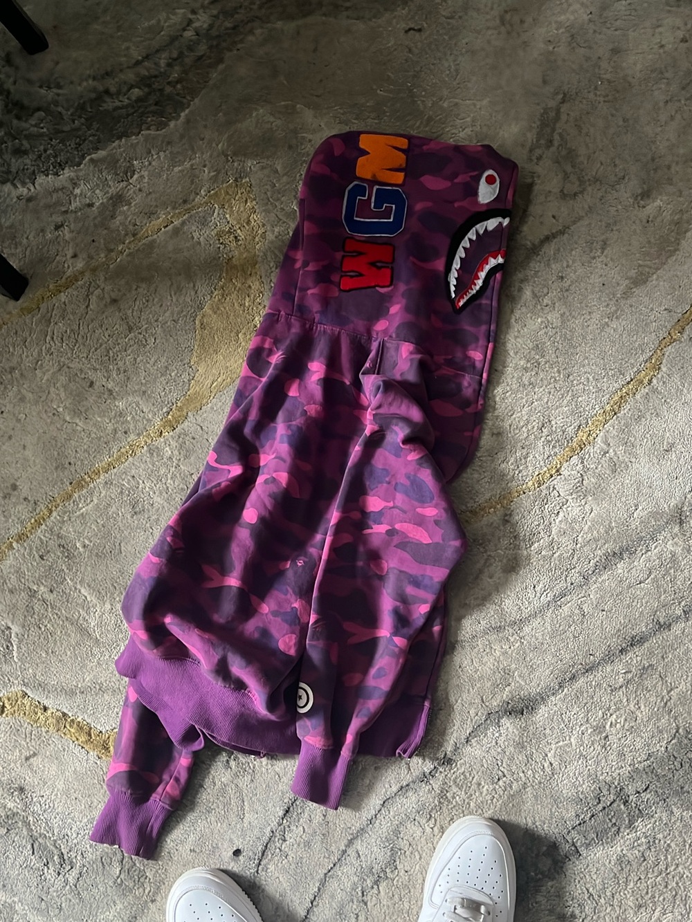 Bape Purple & Pink Shark Camo Hoodie                 No zipper